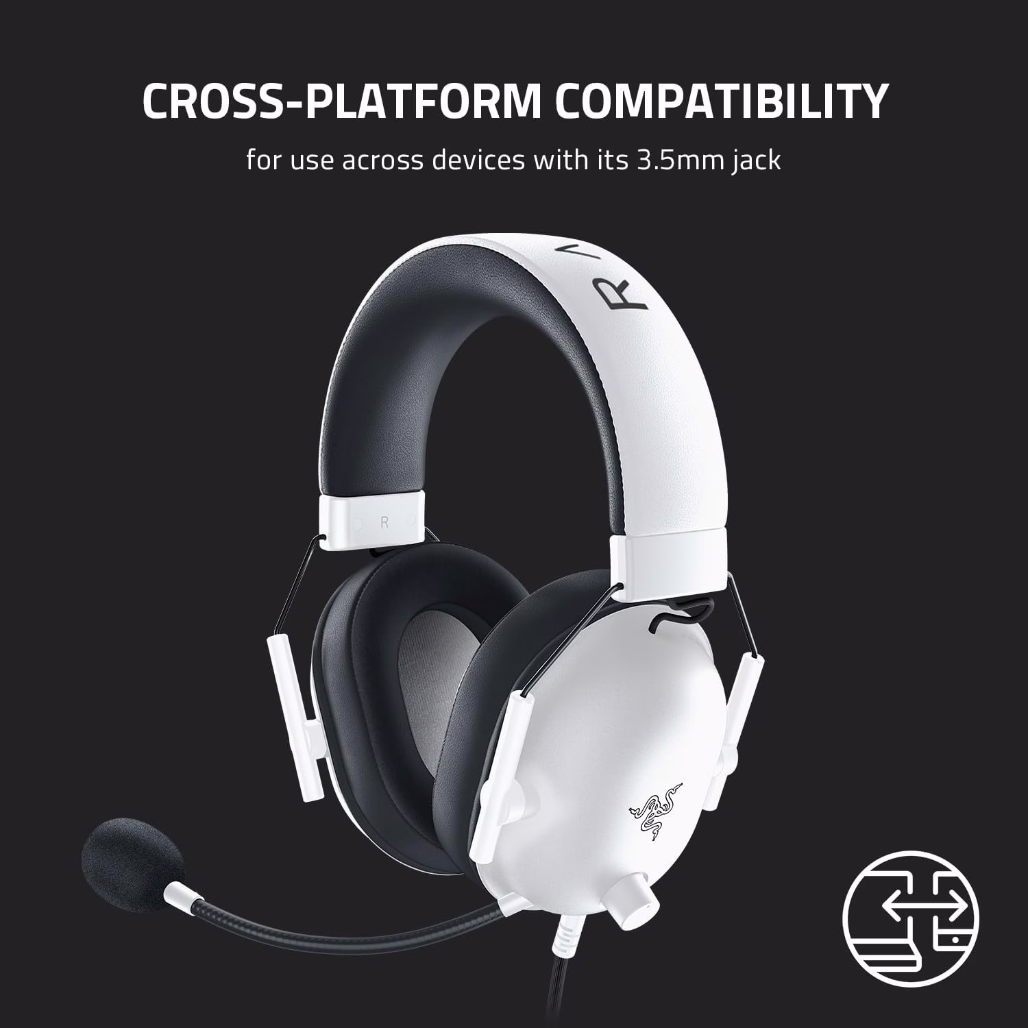Razer BlackShark V2 X Special White Edition Gaming Headset, 7.1 Surround Sound, Triforce 50mm Drivers, HyperClear Cardioid Mic, PC, PS5, Xbox, Switch | RZ04-03241700-R3M1 thumbnail 6