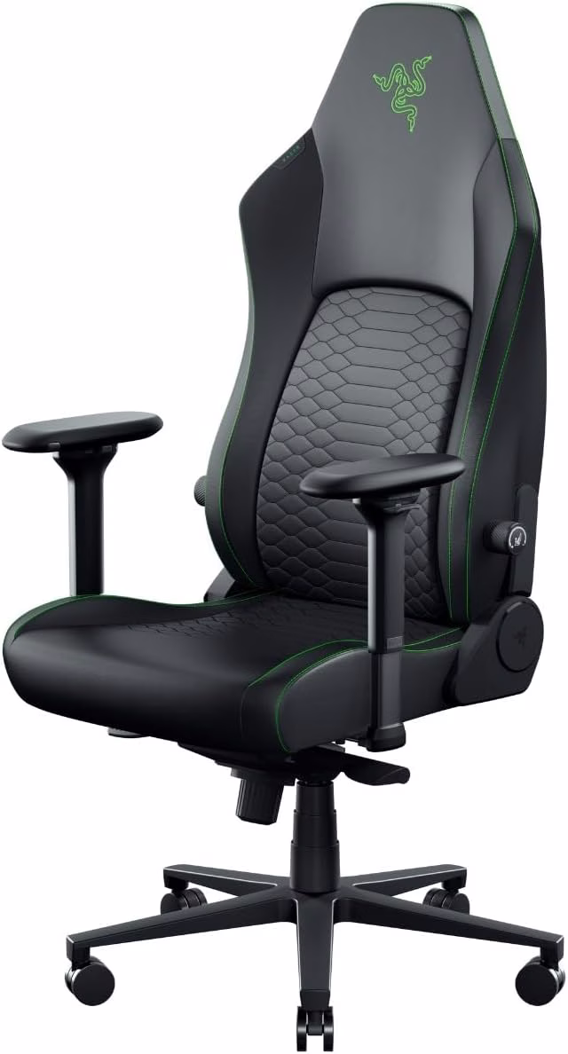 Razer Iskur V2 NewGen Ergonomic Gaming Chair, HyperFlex Lumbar Support, CoolTouch EPU Leather, 4D Armrests, 152° Recline, Head Cushion, Green | RZ38-04900700-R3G1 thumbnail 3