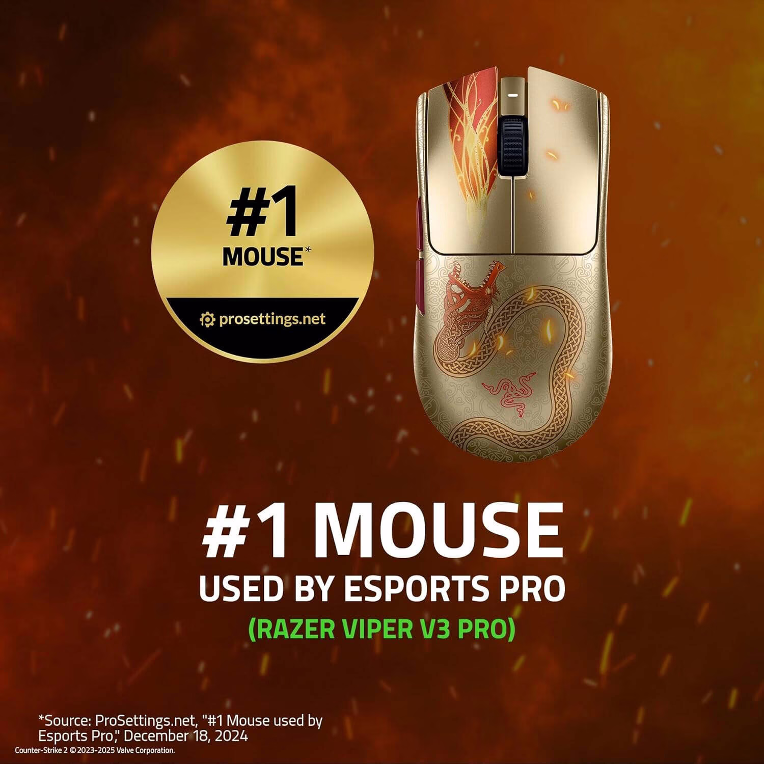 Razer Viper V3 Pro Wireless Gaming Mouse Counter-Strike 2 Edition, 54g Ultra-Light, HyperPolling 8K Hz, Focus Pro 35K Sensor | RZ01-05120800-R3M1 thumbnail 4