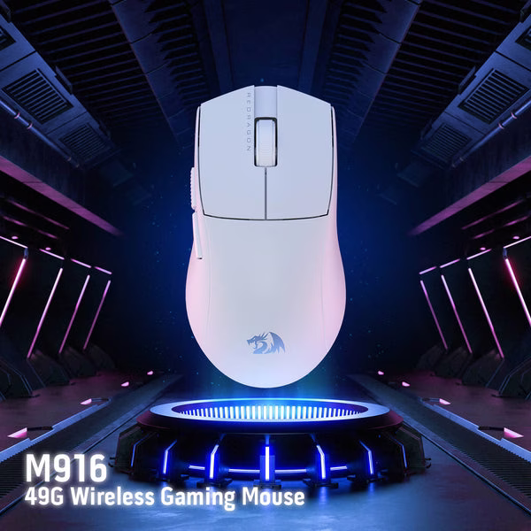Redragon K1NG M916 PRO (1K Hz) 3 Modes 26K DPI Gamer Mouse, 49G Ultra-Light, Full Programmable Buttons, White | M916W-PRO-1K thumbnail 3