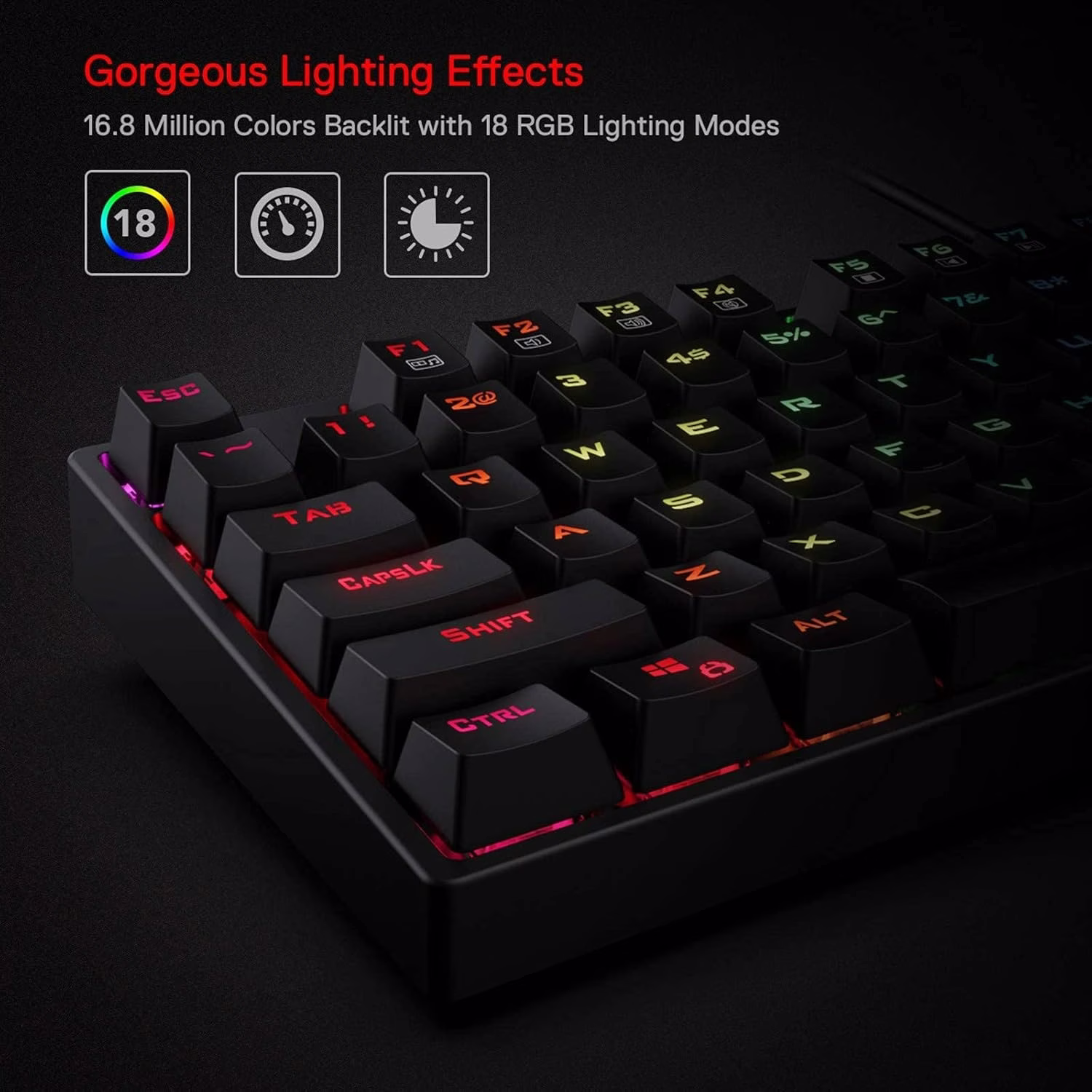 Redragon K582 SURARA RGB Mechanical Gaming Keyboard, USB connection, Dust-Proof Red Switches | K582RGB V2 thumbnail 2