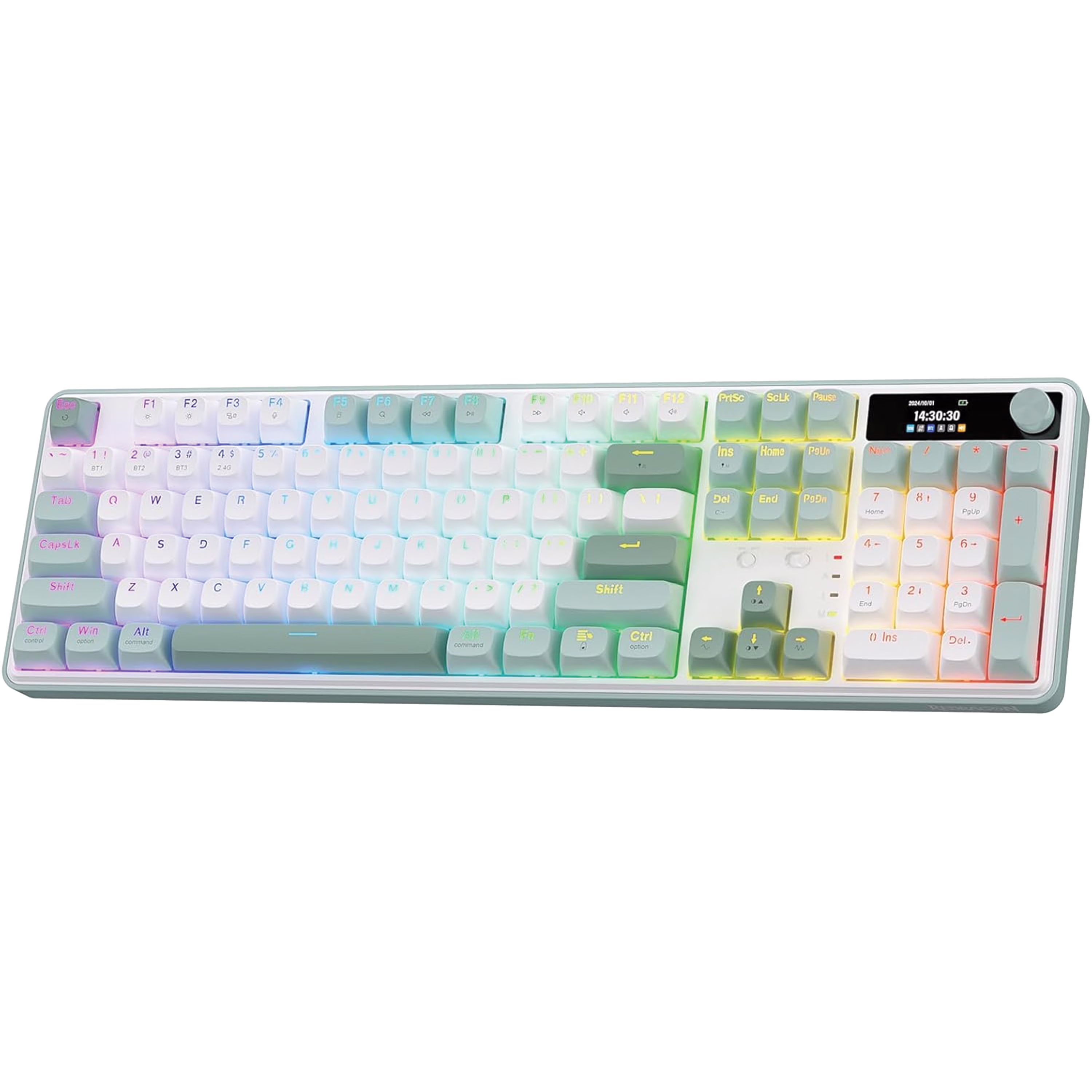 Redragon K761 Wireless Gasket Mechanical Keyboard – 104 Keys with 1.14" TFT Smart Display, Volume Knob, 5-Layer Noise Dampening, & Custom Linear Switches | – Buy Online