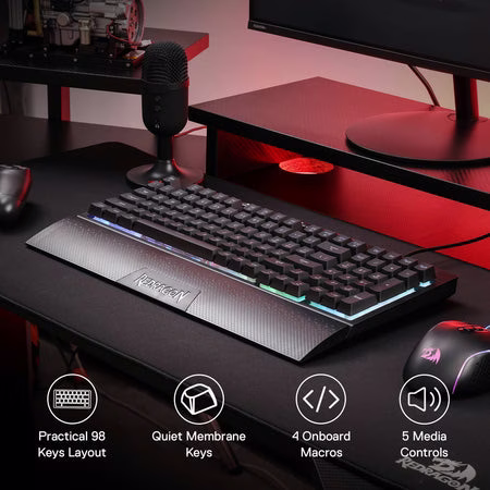 Redragon SHIVA K515 Membrane Gaming Keyboard, Full dynamic RGB, Dedicated Media Controls, Black | K515-RGB thumbnail 4