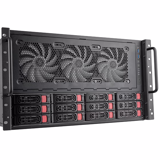 SilverStone RM61-312 6U Rackmount Server Chassis, Supports E-ATX/SSI-EEB, 12x Hot-Swap HDD Trays, Triple 360mm Radiator Support, Dual PSU | RM61-312 thumbnail 2