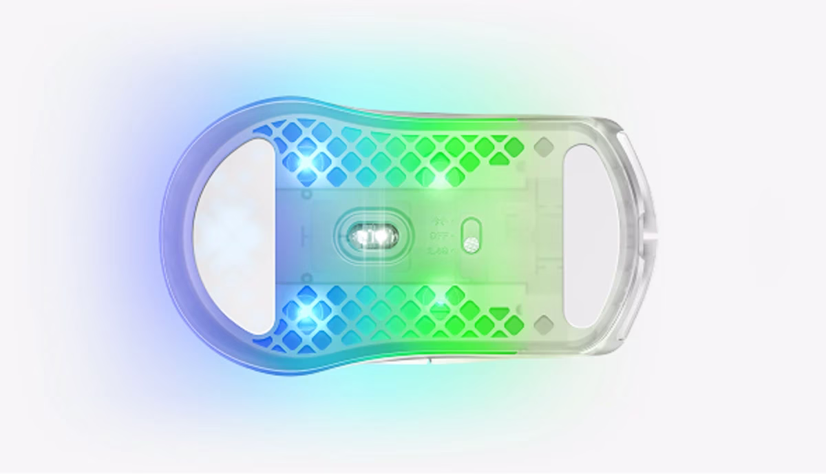 SteelSeries Aerox 3 Wireless Ghost Edition, Limited Edition Ultra-Lightweight 68g Gaming Mouse, Translucent Shell, IP54 AquaBarrier & 200-Hour Battery | 62610 thumbnail 3
