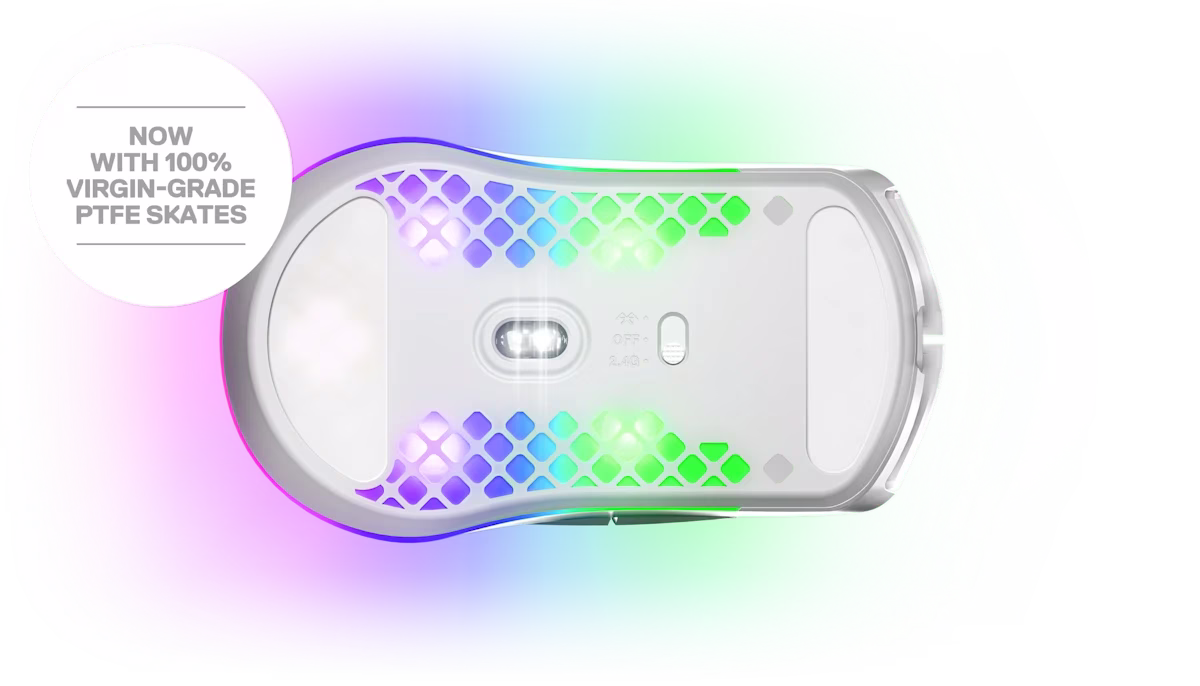 SteelSeries Aerox 3 Wireless Snow Edition, Ultra-Lightweight 68g Gaming Mouse, IP54 AquaBarrier, 200-Hour Battery, & Quantum 2.0 Wireless, White | 62608 thumbnail 5