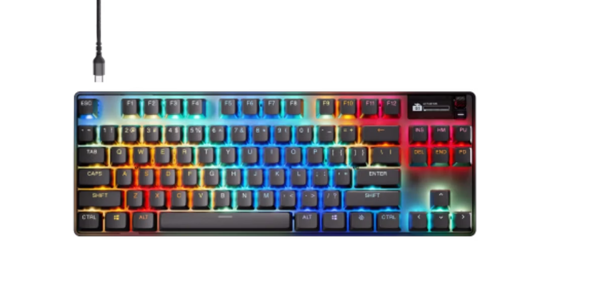 SteelSeries Apex Pro TKL Gen 3 Wired Mechanical Gaming Keyboard, OmniPoint 3.0 Adjustable HyperMagnetic Switches, Rapid Trigger, & OLED Smart Display, US Layout, Black | 64740 thumbnail 2