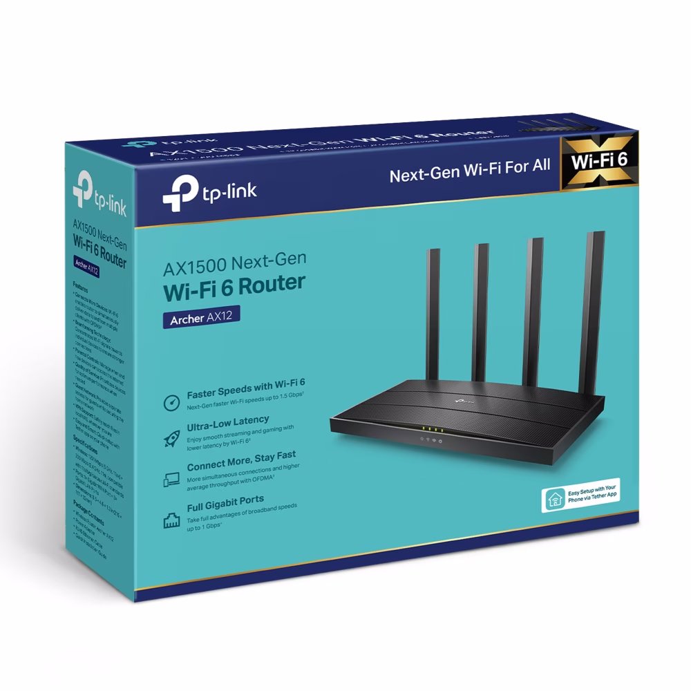 TP-Link Archer AX12 AX1500 Next-Gen Wi-Fi 6 Router, Dual-Band 1.5Gbps, Beamforming, & WPA3 Security | Archer AX12 thumbnail 4