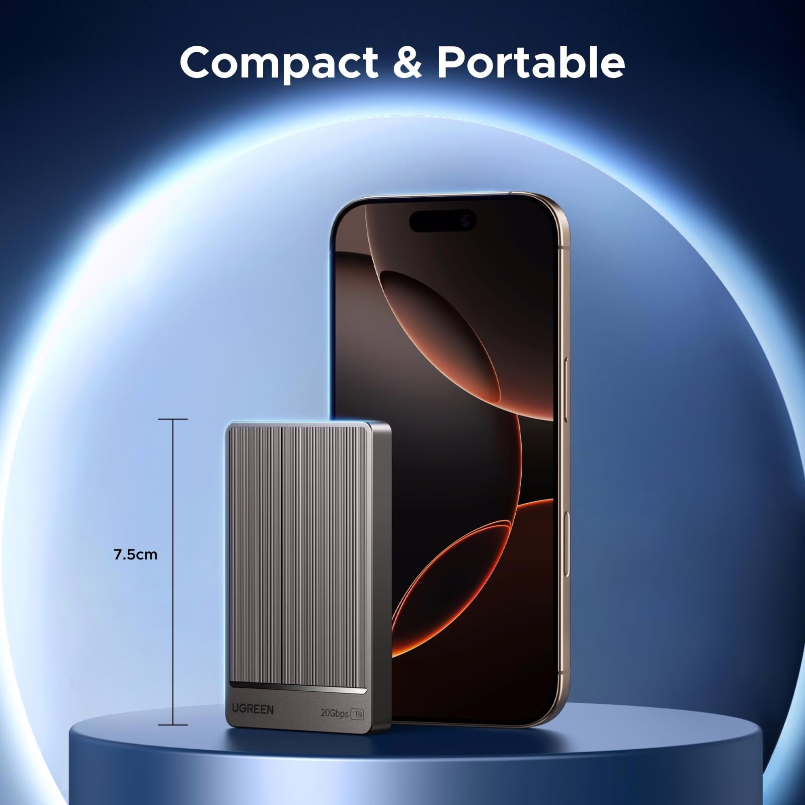 UGREEN 1TB Portable External NVMe SSD, USB 3.2 Gen 2x2 20Gbps, Up to 2000MB/s Read/Write, Aluminum Body with Dual Cooling, Compatible with iPhone 16, PC, Windows, MAC, Xbox, PS3/4 thumbnail 2