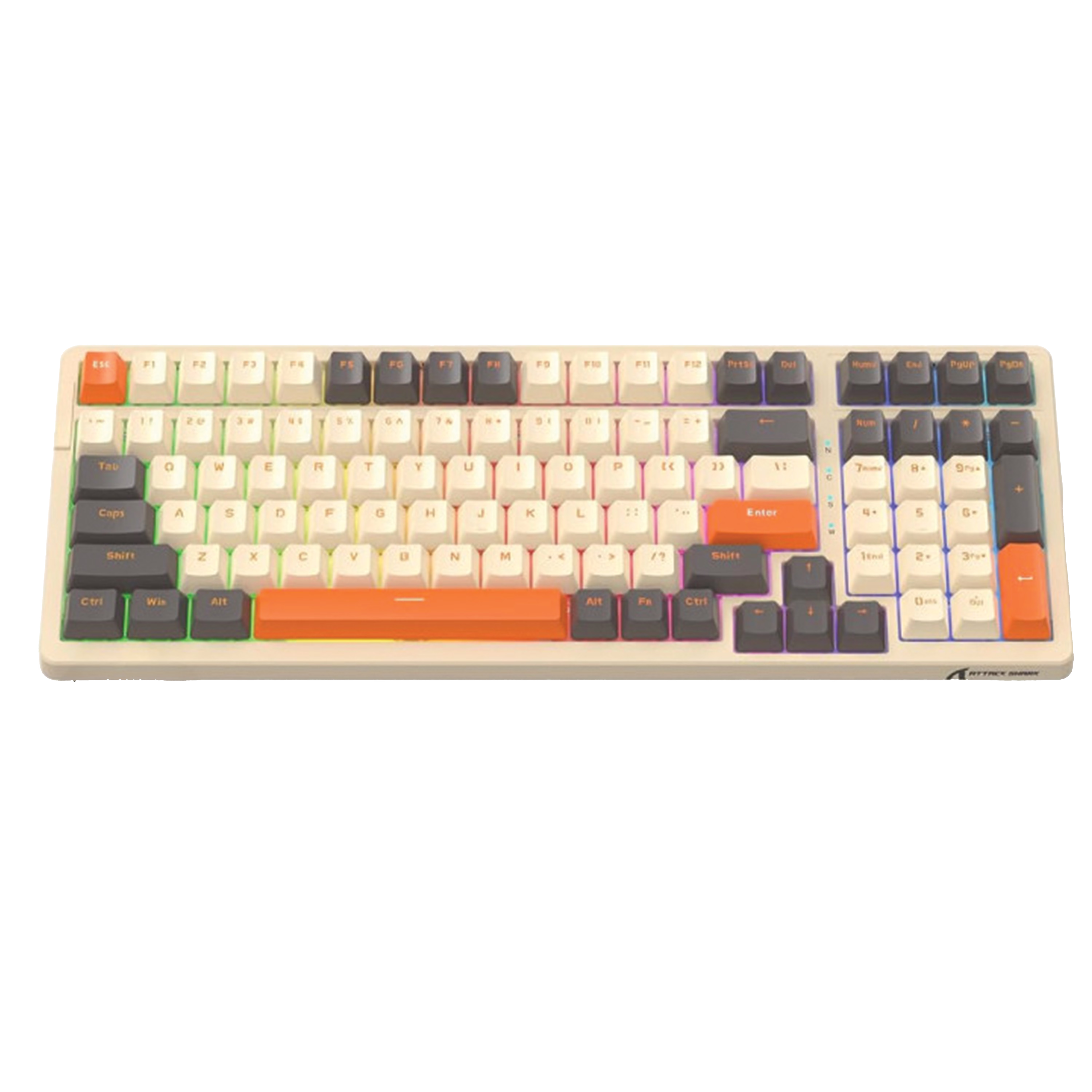 ATTACK SHARK K98 Wireless Mechanical Gaming Keyboard, 100-Key Hot-Swap, Tri-Mode Connectivity, Coiled USB-C Cable, Diamante-Yellow-Gray Edition | K98 thumbnail 2