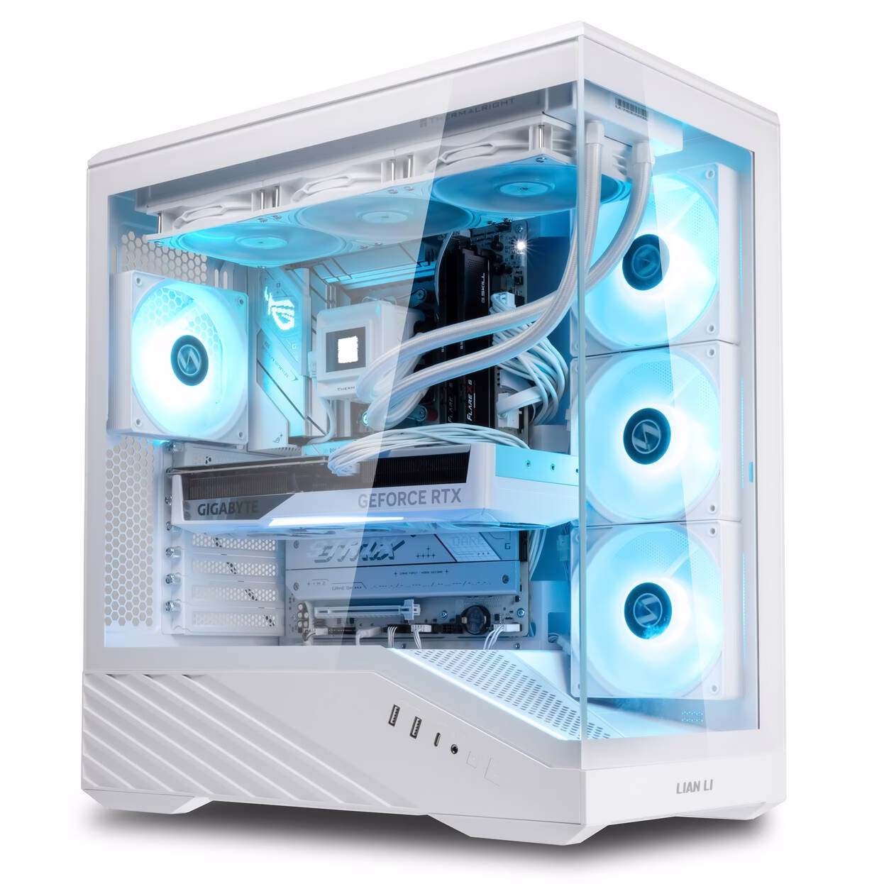 White Gaming PC: AMD Ryzen 7 7800X3D, RTX 5060 Ti 16GB, 32GB DDR5, 1TB NVMe, LCD AIO Cooler – Buy Online