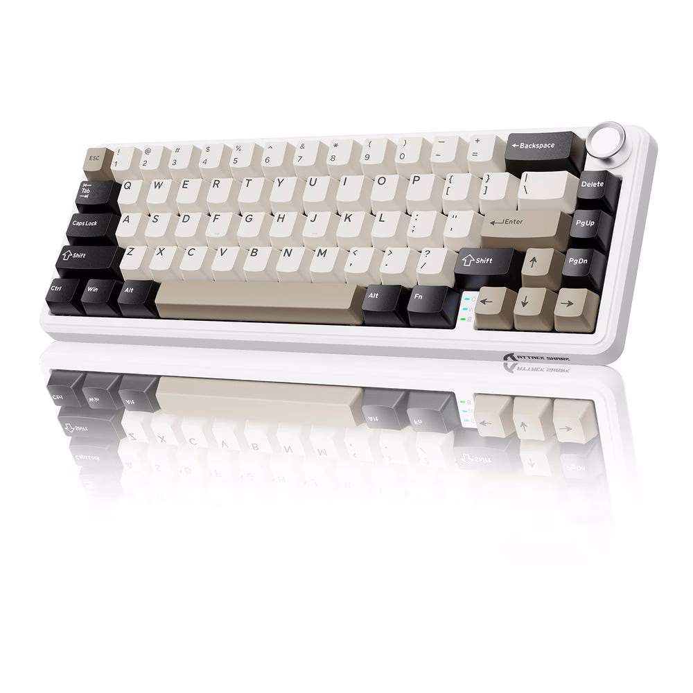 ATTACK SHARK X66 Wireless Gasket Mechanical Keyboard, 60% Layout, Side-Printed PBT Keycaps, Pre-Lubed Strawberry Switches, & 5-Layer Sound Dampening, White Cheese | X66 – Buy Online