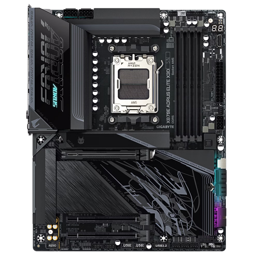 GIGABYTE X870E AORUS ELITE X3D Black AM5 Motherboard, Upto 9000MT/s DDR5 OC, 5GbE/Wi-Fi 7, PCIe 5.0 | X870E AORUS ELITE X3D thumbnail 2