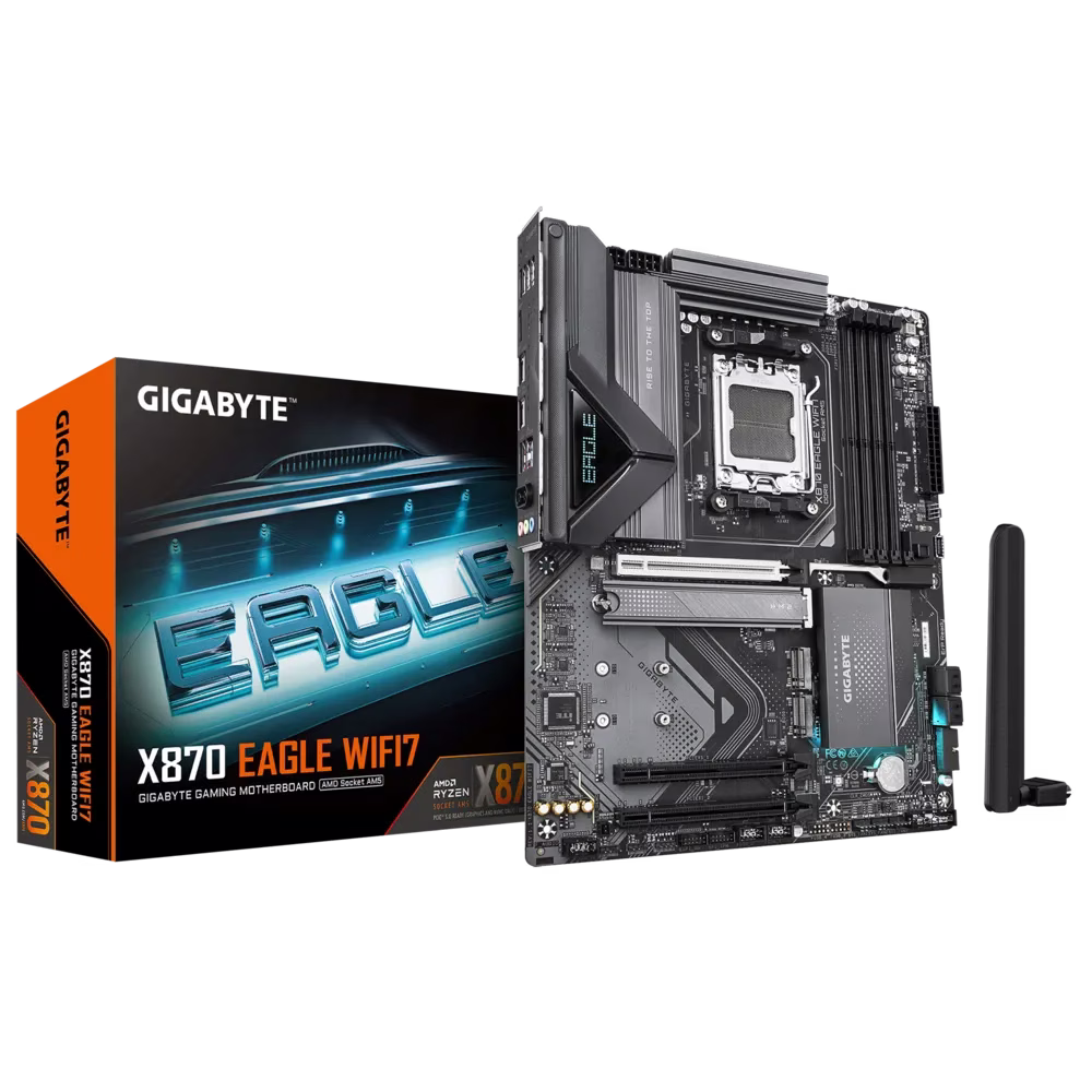 GIGABYTE X870 EAGLE WIFI 7 AM5 ATX Motherboard, Digital 14+2+2 VRM PCIe 5.0 M.2 2.5GbE LAN , 4x DIMMs DDR5 | X870 EAGLE WIFI7 image