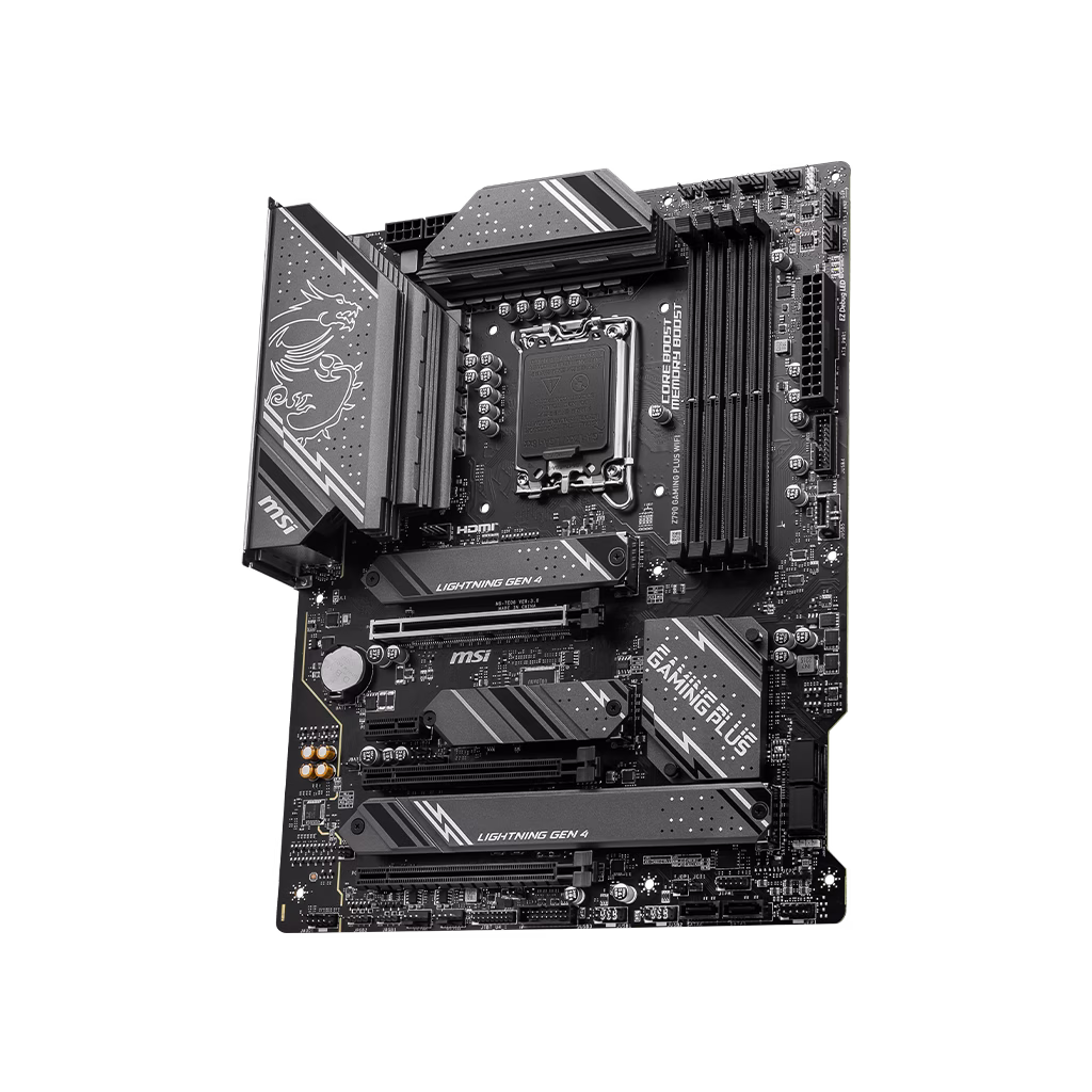 MSI Z790 GAMING PLUS WIFI ATX Intel Motherboard, LGA 1700, Support Intel Core 14th/ 13th/ 12th Gen, DDR5 Memory, up to 7200+(OC) MHz, PCIe 5.0 slot, Lightning Gen 4 x4 M.2 with M.2 Shield Frozr, USB 3.2 Gen 2x2 20G, Wi-Fi 6E, 2.5Gbps LAN | 911-7E06-061 thumbnail 4