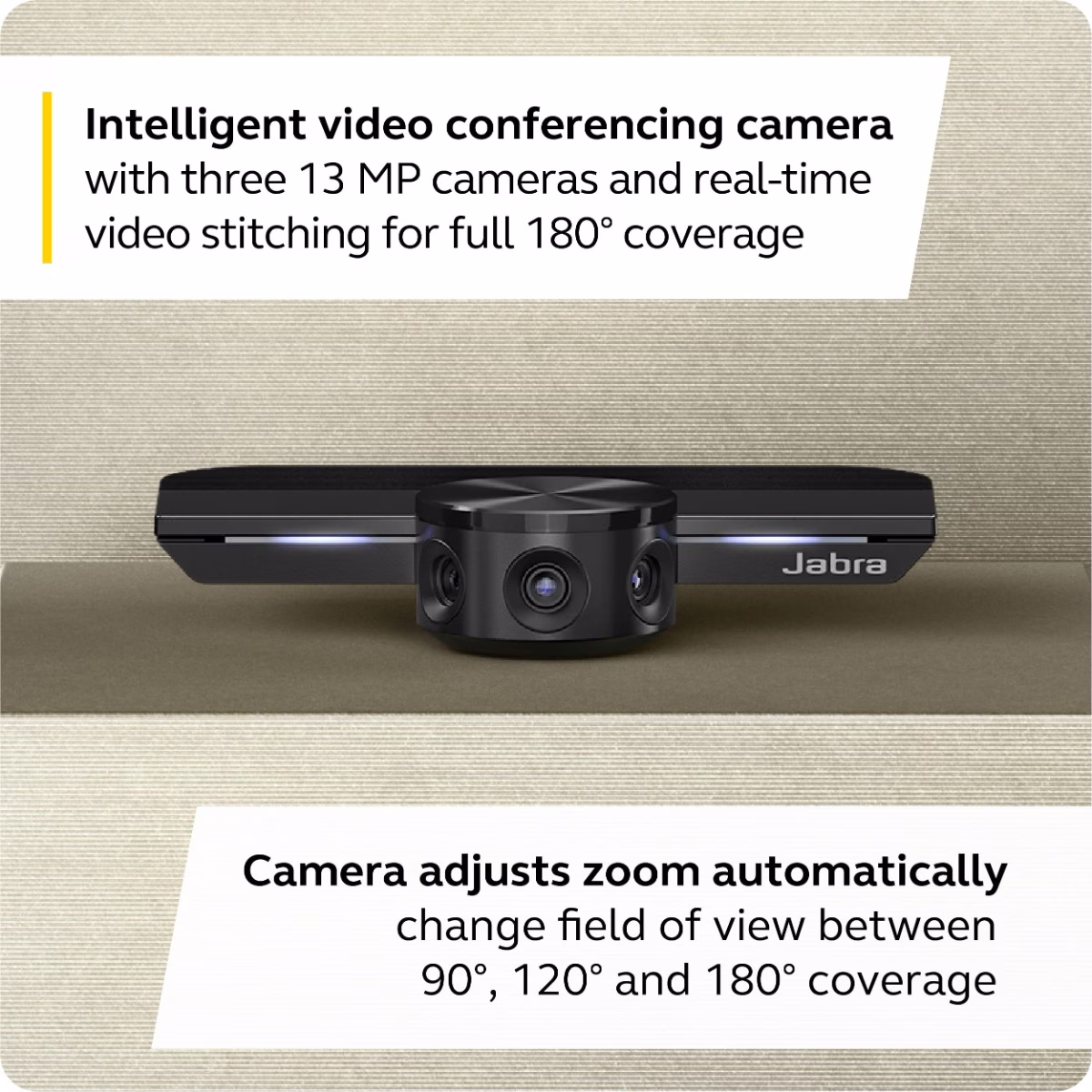 Jabra PanaCast Meet Anywhere+ Video Conference Bundle Conference Room Camera with 180 Panoramic-4K View Jabra Speak 750 Conference Speakerphone, MS Teams Certified, USB Cable, Table Stand, Case.  8403-129 thumbnail 5