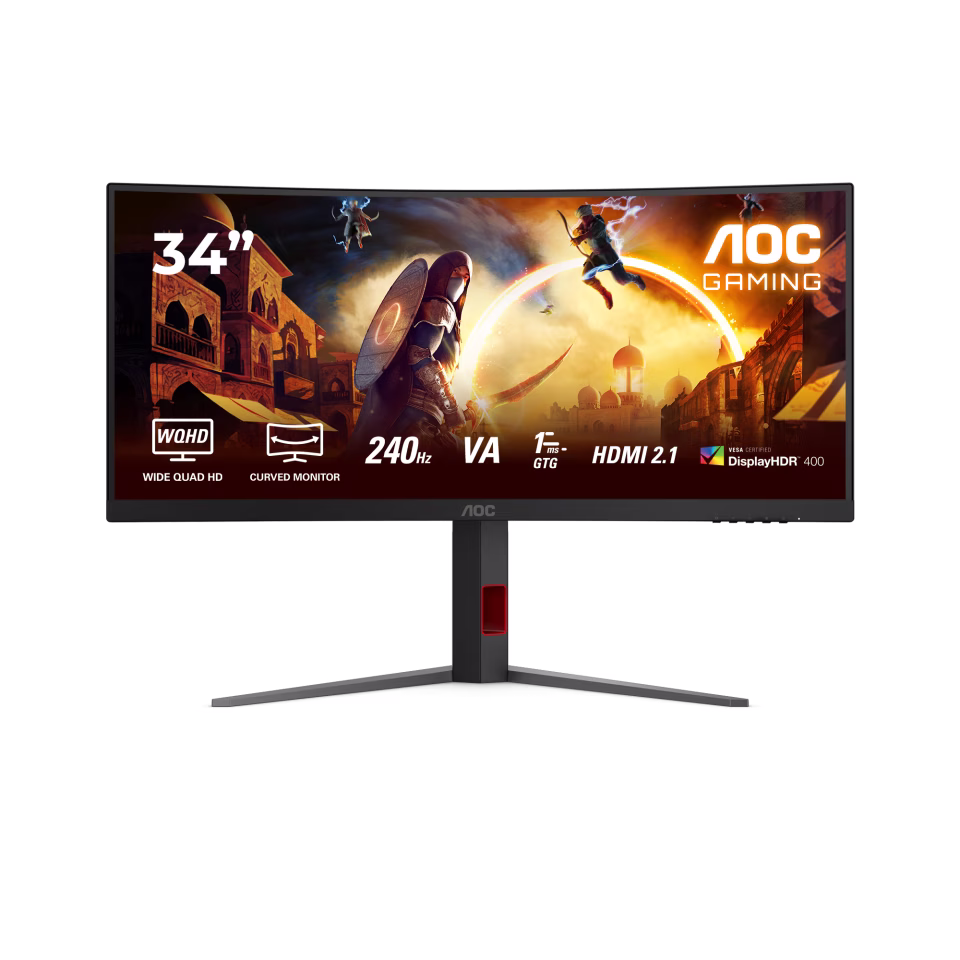 AOC CU34G4Z 34" WQHD Curved Gaming Monitor, WQHD 3440??1440 Fast VA, 0.3ms MPRT, 240 Hz, 1500R, DisplayHDR 400, Low Blue Light, HDMI 2.1, DP 1.4, Height Adjustable thumbnail 10