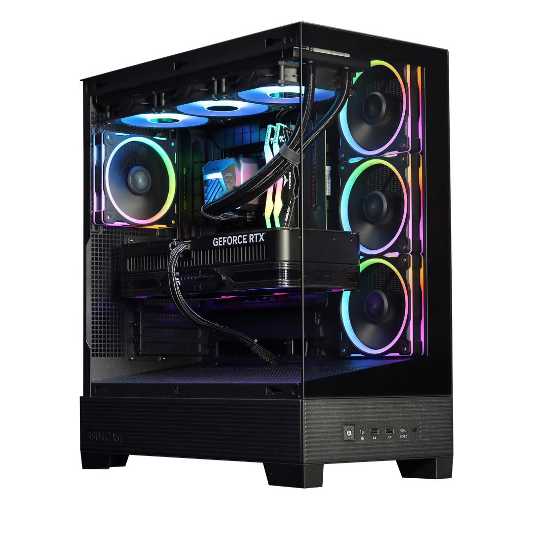 Gaming PC (ASUS Powered Gaming PC: Intel i5-14400F 14th Gen + ASUS PRIME RTX 5060 OC 8GB GDDR7, 32GB DDR5 6400MHz RGB, 2TB PCIe 4.0 NVMe SSD, 360mm ASUS Prime ARGB AIO LCD, 750W Bronze PSU, WiFi 6, ASUS A31 Plus Case – Buy Online