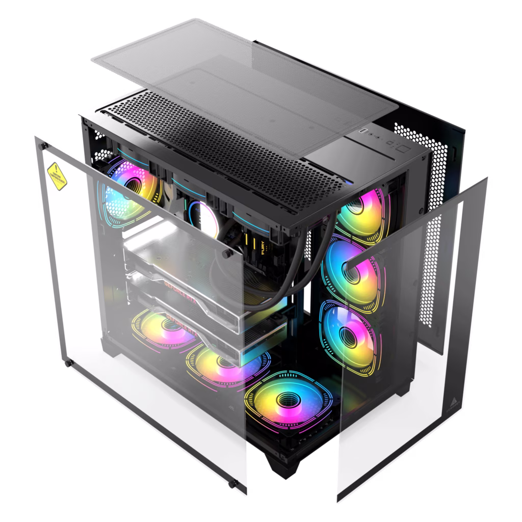 ACEGEEK Mercury R425 Mid-Tower Case, Transparent Tempered Glass, 7x Fans supports, Motherboard Supports Upto ATX, Graphic Card Supports Upto 410mm, 425x280x420mm, Black | AG-MERCURY-R425-PRO-BK thumbnail 9