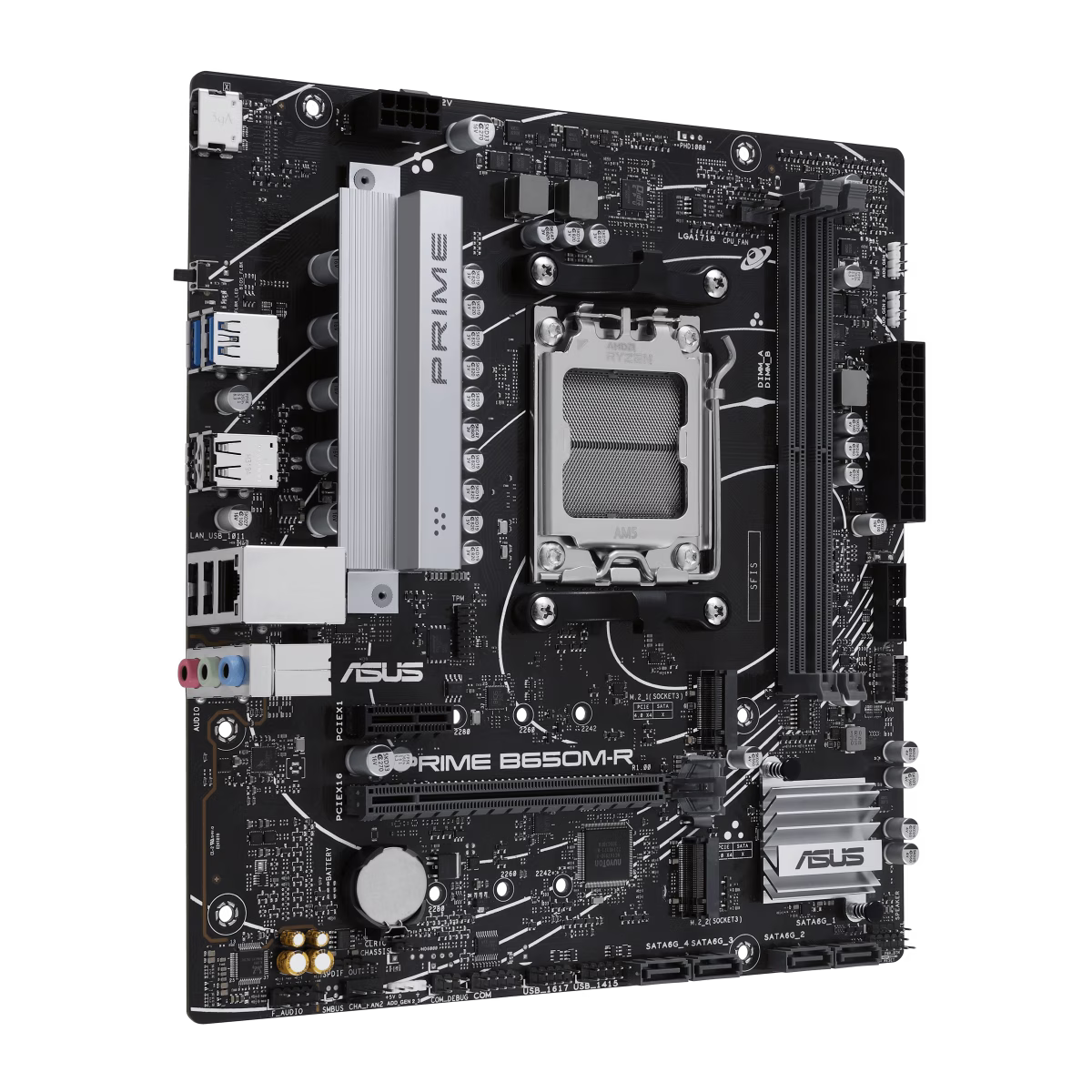 ASUS PRIME B650M-R AMD B650 Micro-ATX motherboard, DDR5, PCIe 4.0 support, Realtek 2.5Gb Ethernet, HDMI, SATA 6 Gbps, front USB 5Gbps Type-C, BIOS FlashBack, Two-Way AI Noise Cancelation, Aura Sync | 90MB1H30-M0EAY0 thumbnail 7