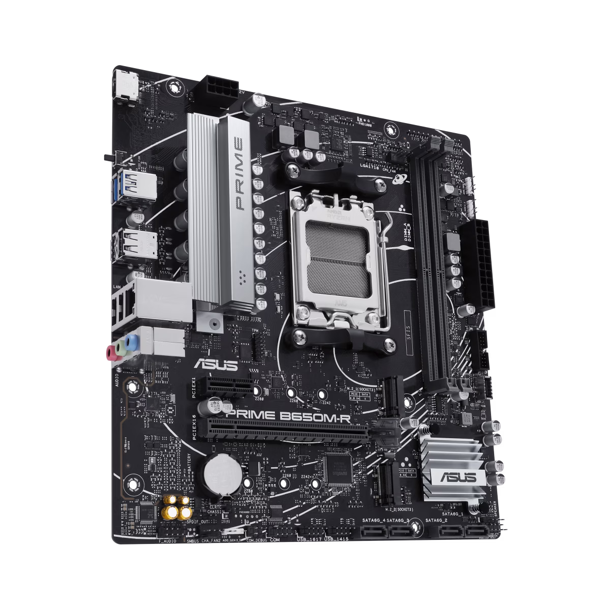 ASUS PRIME B650M-R AMD B650 Micro-ATX motherboard, DDR5, PCIe 4.0 support, Realtek 2.5Gb Ethernet, HDMI, SATA 6 Gbps, front USB 5Gbps Type-C, BIOS FlashBack, Two-Way AI Noise Cancelation, Aura Sync | 90MB1H30-M0EAY0 thumbnail 4
