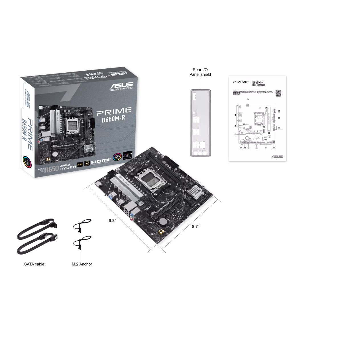 ASUS PRIME B650M-R AMD B650 Micro-ATX motherboard, DDR5, PCIe 4.0 support, Realtek 2.5Gb Ethernet, HDMI, SATA 6 Gbps, front USB 5Gbps Type-C, BIOS FlashBack, Two-Way AI Noise Cancelation, Aura Sync | 90MB1H30-M0EAY0 thumbnail 6