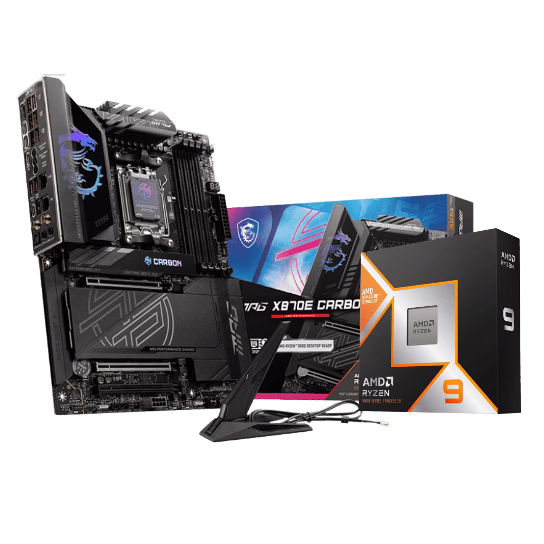 High-end Combo: MSI MPG X870E CARBON WIFI Motherboard | AMD Ryzen 7 9800X3D Processor  8 Cores / 16 Threads – Buy Online
