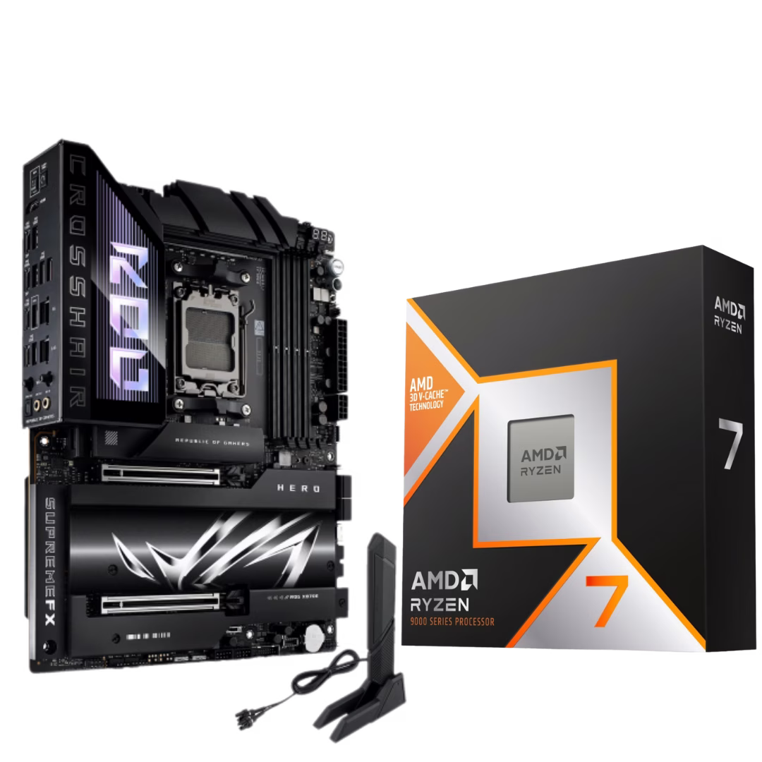 ROG X3D Bundle, AMD Ryzen 7 9800X3D Desktop Processor, ASUS ROG CROSSHAIR X870E HERO Motherboard thumbnail 2