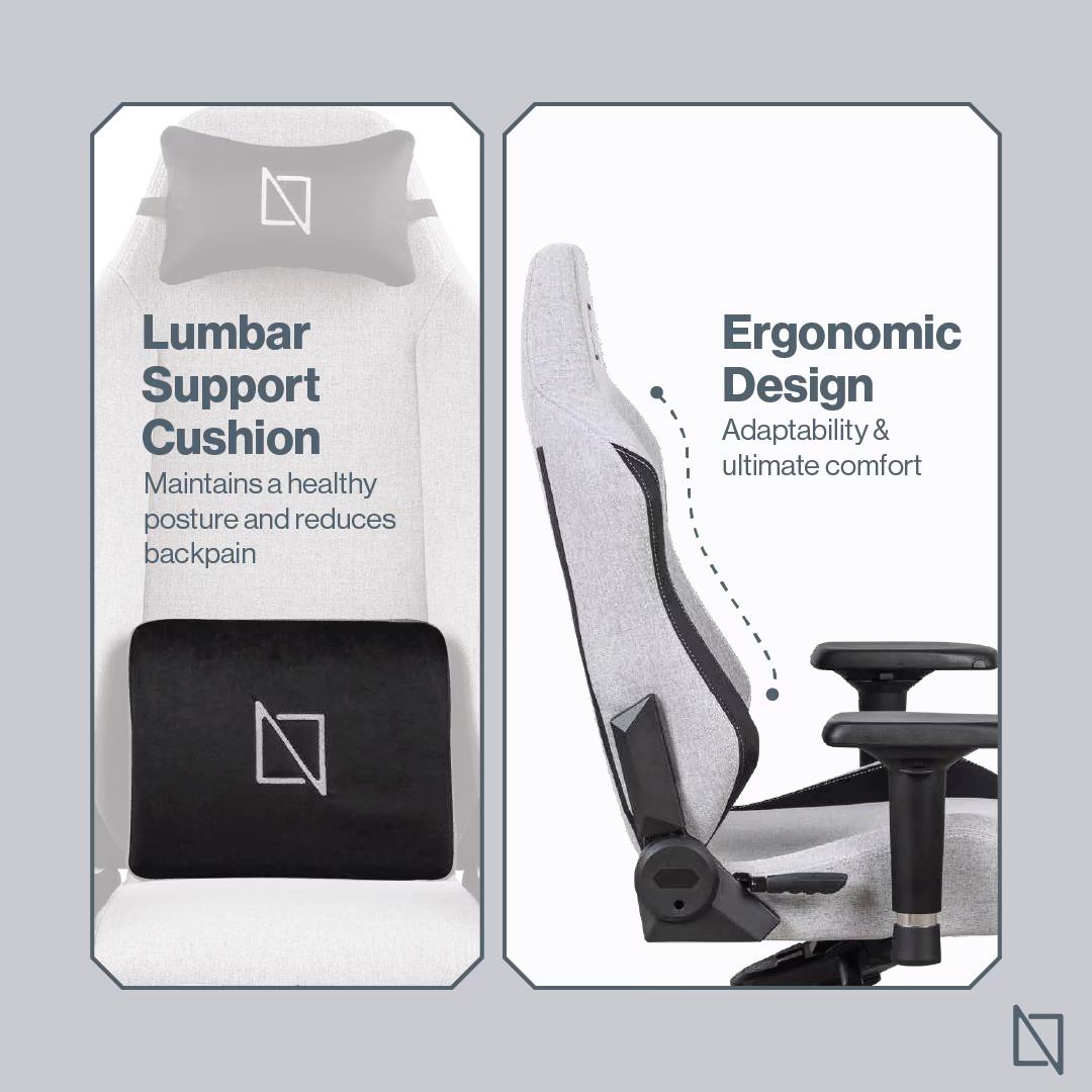 NAVO APEX CORE Gaming Chair, Breathable and Comfortable SoftKnit Fabric, Backrest Recline: 90-135??, Ideal For Gamers, Office Workers | GREY thumbnail 2