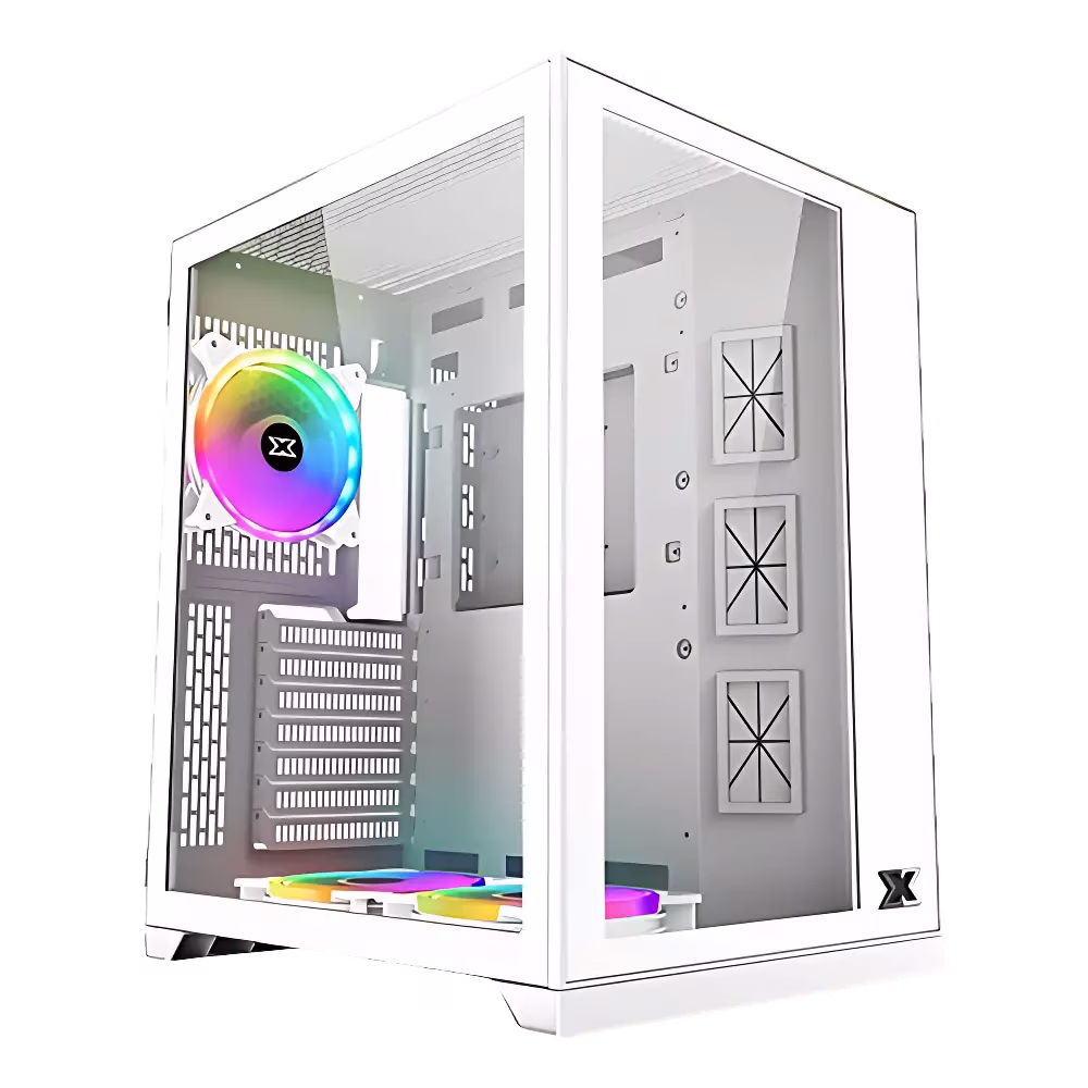 Xigmatek Aquarius S Tempered Glass ATX Mid Tower Gaming Case,  Front & Left Tempered Glass, 3Pcs White AY120 Fan, USB3.0x1+USB2.0x2, up to 280mm Radiator Support, White | EN46539 – Buy Online