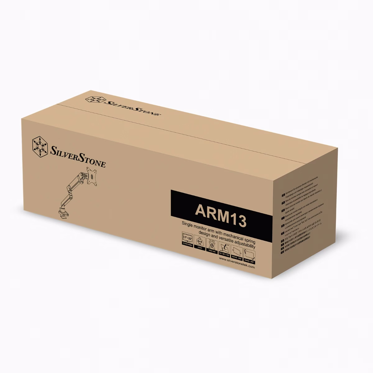 SilverStone ARM13 Single Monitor Arm w/ Mechanical Spring Design & Versatile Adjustability, For Monitors Up To 32" Size & 9kg, VESA Mounting Interface, 100mm x 100mm Mounting Hole, Black | SST-ARM13 thumbnail 5