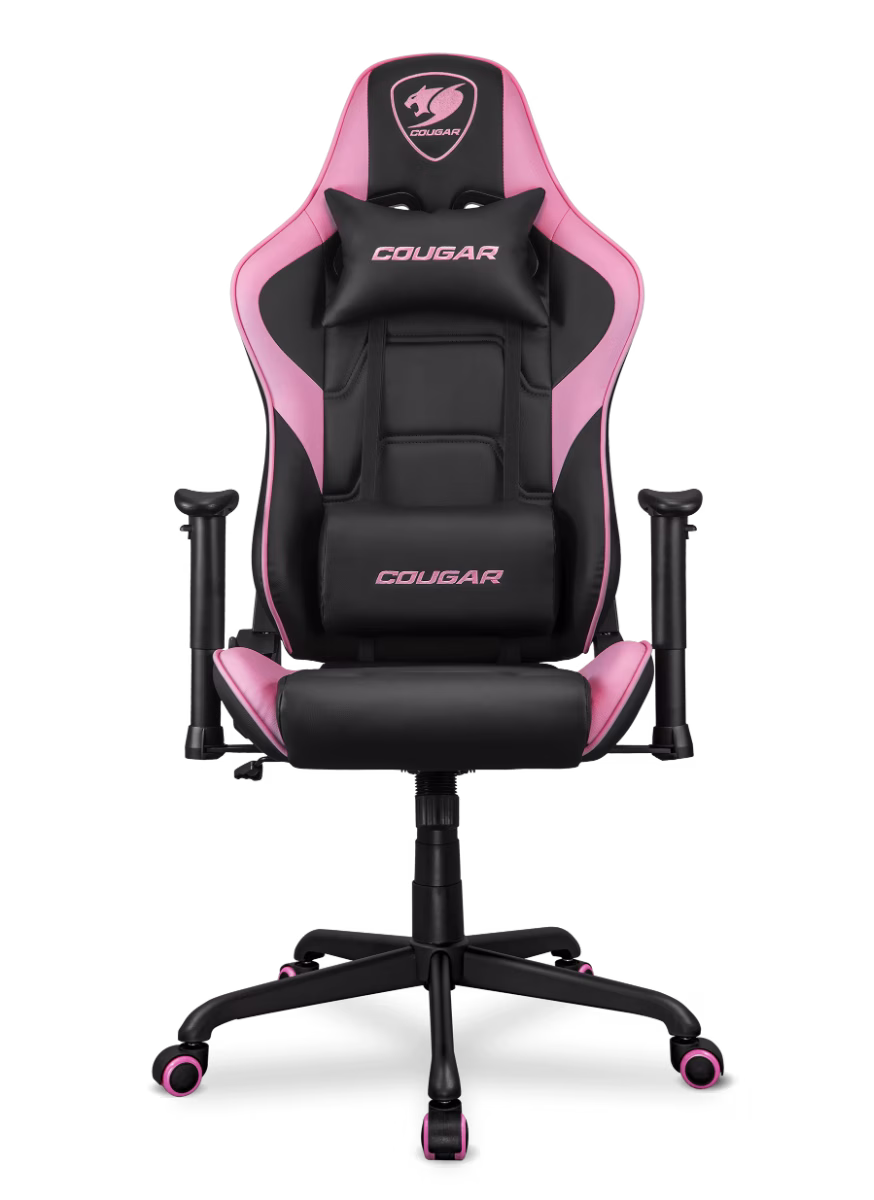 COUGAR Armor Elite Gaming Chair, Premium PVC Leather, 2D Armrest, Piston Height Adjustment, Class 4 Gas Lift, 160 Degree Recline, Max Loading 120kg, Royal, Black & Pink | 3MELIPNB.0001 image