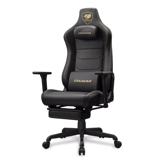 Cougar Armor EVO S Gold Gaming Chair, 3D Adjustable Armrest, Breathable PVC Leather, Lumbar Cushion, Magnetic Memory Foam Neck Pillow | 3MEVSGLB.0001 thumbnail 5