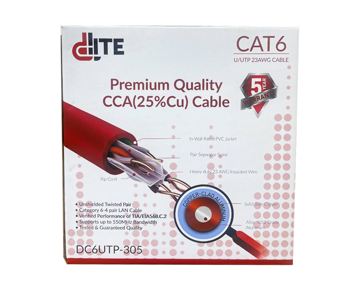 Dlite CAT6 23AWG CCA 25% Cu U/UTP CAT6 PVC Network Cable 305 Meters | Dlite DC6UTP-305 thumbnail 2