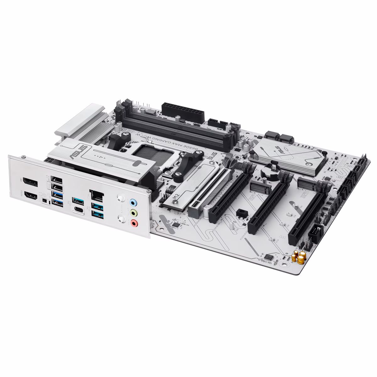 ASUS B650E MAX GAMING WIFI W AMD B650 ATX motherboard, DDR5, PCIe 5.0 Ready, three M.2 slots, Wi-Fi 6E, Realtek 2.5Gb Ethernet, DisplayPort, HDMI, rear USB 10Gbps Type-A & Type-C support, Aura Sync, White | 90MB1M00-M0EAY0 thumbnail 6