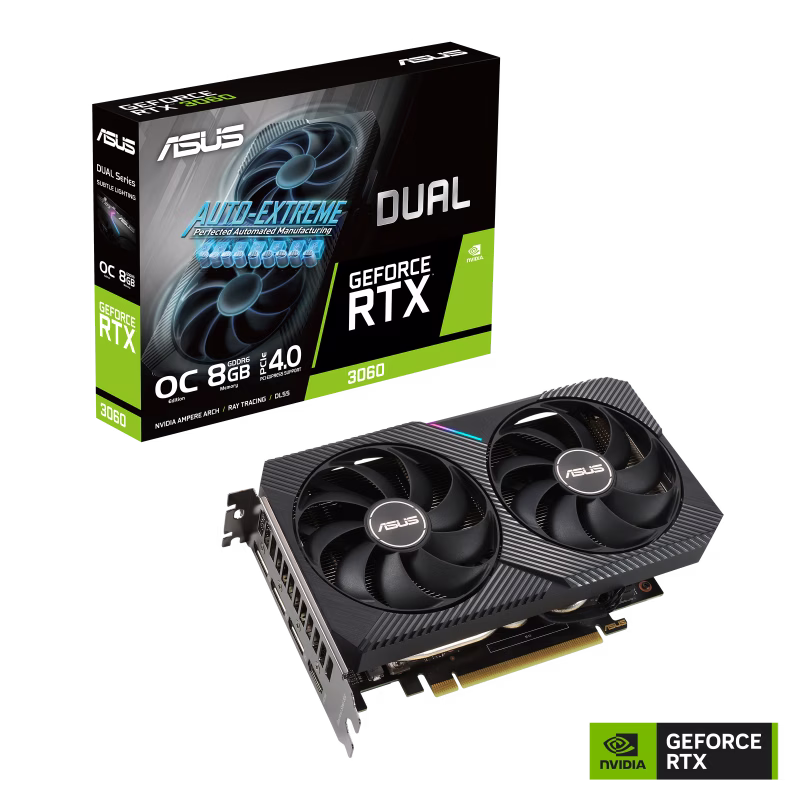 ASUS Dual GeForce RTXTM 3060 OC Edition 8GB GDDR6 with two powerful Axial-tech fans and a 2-slot design for broad compatibility | 90YV0GB5-M0NA00 thumbnail 2