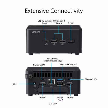 ASUS NUC 14 Pro RNUC14RVHU700003I Mini PC, Intel Ultra 7-155H, 64GB (32x 2) DDR5 5600MTs, 1TB NV3 SSD, Wi-Fi 6E, Win Pro 11 | 90AR0072-M001R0 thumbnail 3