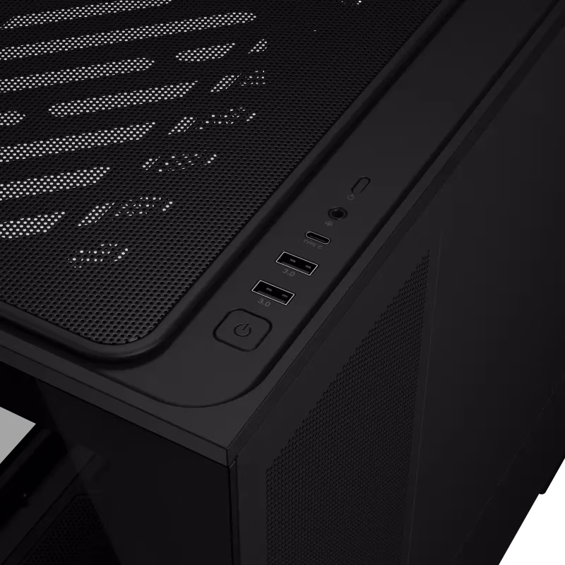 ASUS Prime AP202 ARGB mATX Case, Curved Tempered Glass Panel, Integrated ARGB Light Band, 3x ARGB Fans, Supports mATX Motherboard, 360mm AIO Cooler, 420mm Graphics Card, Black | 90DC00P0-B19000 thumbnail 7