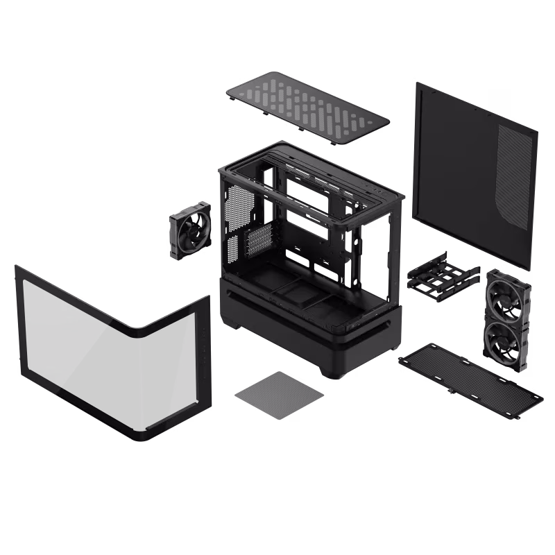 ASUS Prime AP202 ARGB mATX Case, Curved Tempered Glass Panel, Integrated ARGB Light Band, 3x ARGB Fans, Supports mATX Motherboard, 360mm AIO Cooler, 420mm Graphics Card, Black | 90DC00P0-B19000 thumbnail 14