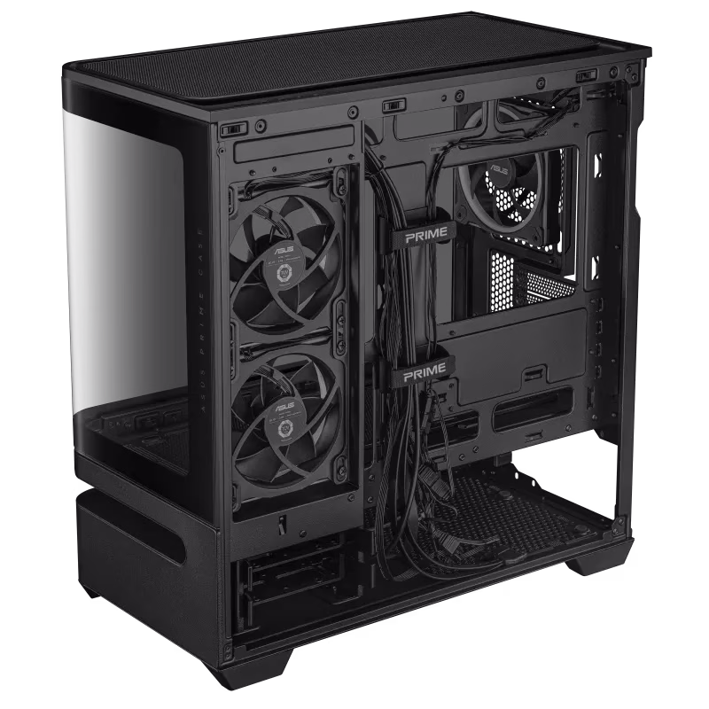 ASUS Prime AP202 ARGB mATX Case, Curved Tempered Glass Panel, Integrated ARGB Light Band, 3x ARGB Fans, Supports mATX Motherboard, 360mm AIO Cooler, 420mm Graphics Card, Black | 90DC00P0-B19000 thumbnail 6