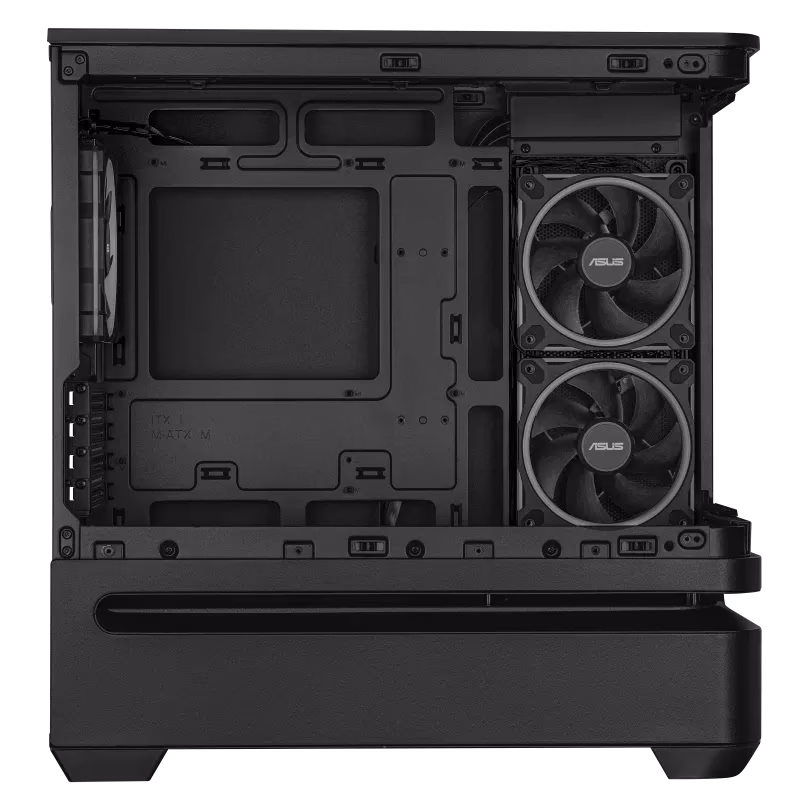 ASUS Prime AP202 ARGB mATX Case, Curved Tempered Glass Panel, Integrated ARGB Light Band, 3x ARGB Fans, Supports mATX Motherboard, 360mm AIO Cooler, 420mm Graphics Card, Black | 90DC00P0-B19000 thumbnail 9