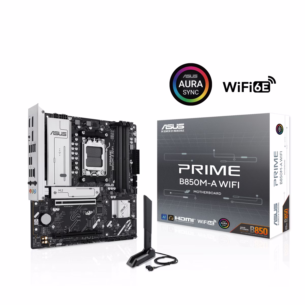 ASUS PRIME B850M-A WIFI Motherboard: AM5 Ryzen 9000 Ready, PCIe 5.0, DDR5 8000+MHz (OC), WiFi 6E, 2.5Gb LAN, Micro-ATX, AI PC Ready | 90MB1LN0-M0EAY0 – Buy Online