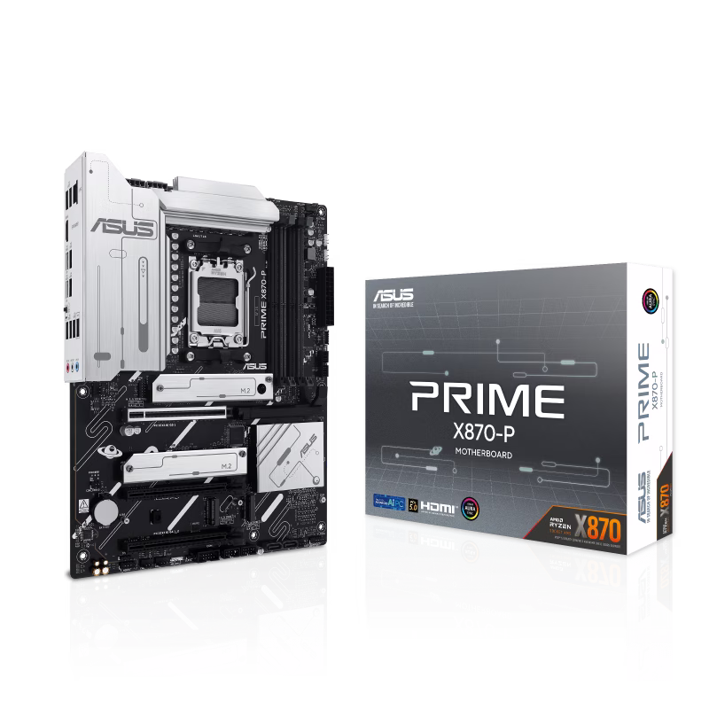 ASUS PRIME X870-P AM5 DDR5 Motherboard, 4x DIMM slots, max. 192GB, 4x M.2 and 2 x SATA, PCIe 5.0, USB 40Gbps Type-C, Pre-mounted I/O Shield, Al Cooling II | 90MB1IT0-M0EAY0 – Buy Online