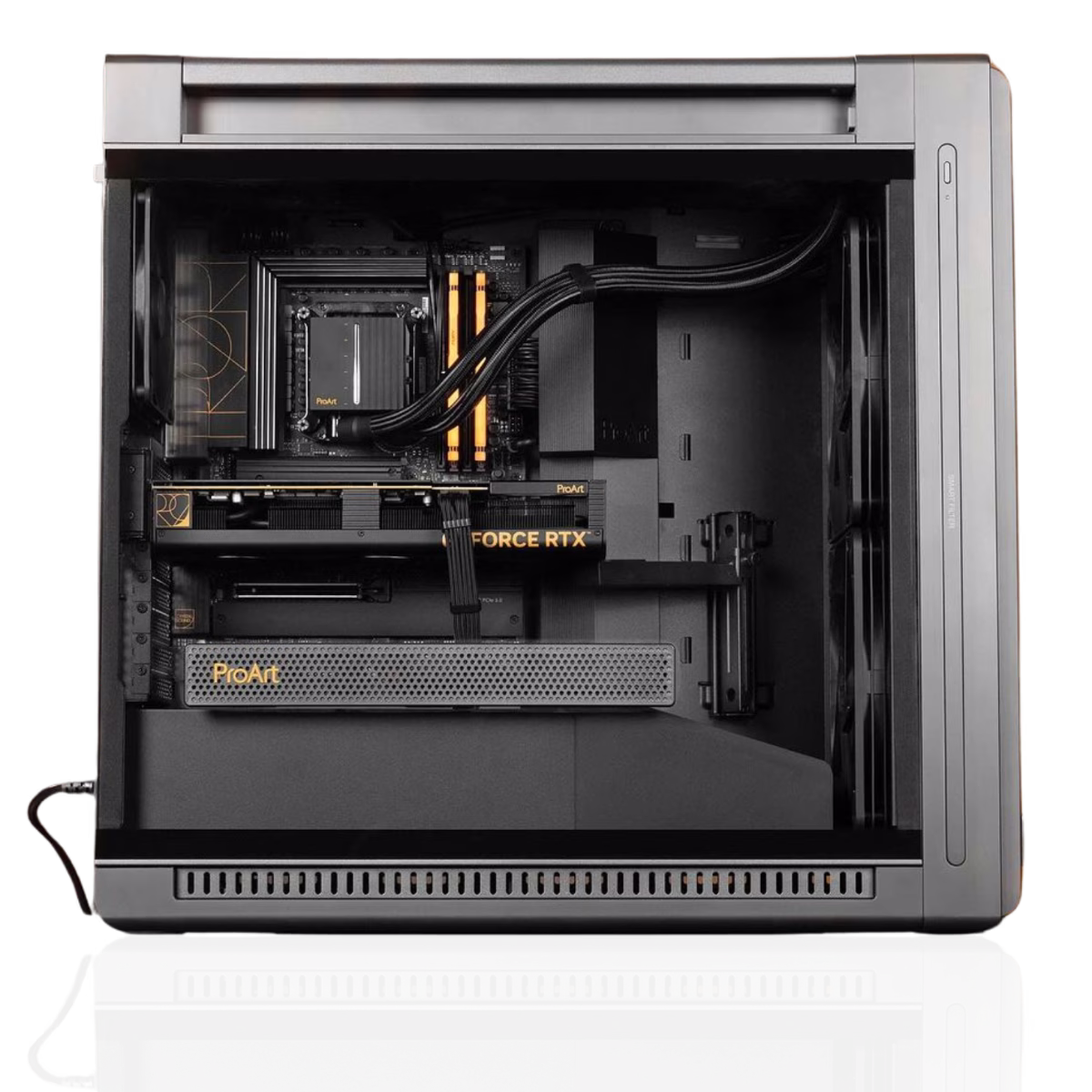 ASUS Powered Thread TITAN Workstation - AMD Ryzen Threadripper 7995WX 32 Cores 64 Threads, 576GB DDR5 RAM 5600MHz, x AMD RADEON PRO W7900 48GB GDDR6, 4TB SSD Gen 4 + 20TB HDD, 1600W 80 PLUS Platinum PSU, 360 Liquid Cooler, Wi-Fi + BT thumbnail 3