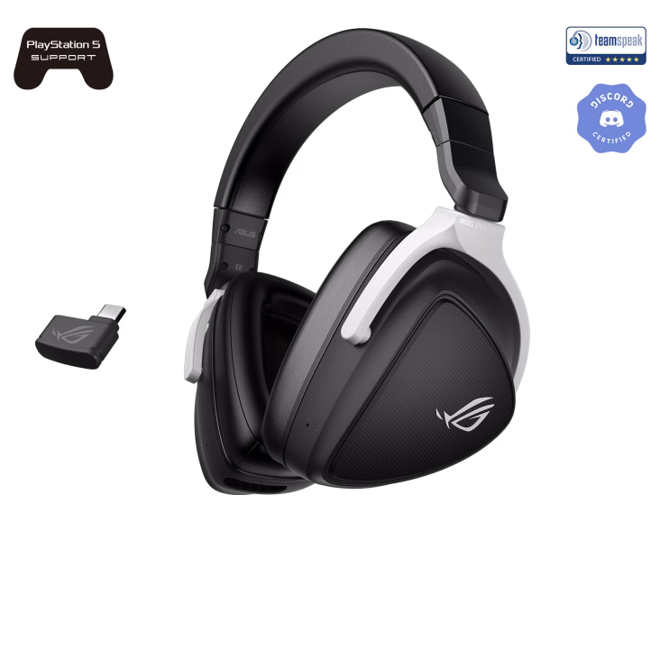 ASUS ROG Delta S Wireless Lightweight Wireless Gaming Headset with 2.4 GHz, BT, 50mm, AI Beamforming Microphones with AI Noise Cancelation, PCs, Macs, PS5, Nintendo Switch, Black | 90YH03IW-B3UA00 thumbnail 3
