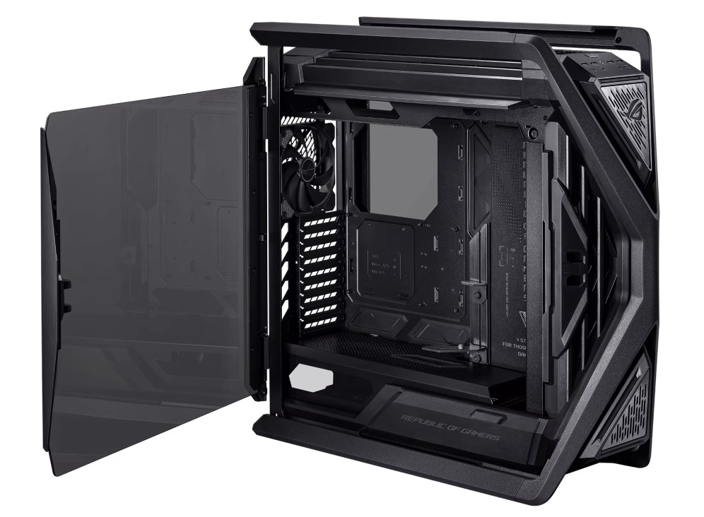 ASUS ROG Hyperion GR701 E-ATX PC Computer Case, Tempered Glass Side Panels, Up to 420mm Dual Radiator, 4x140mm Fans, Metal GPU Holder, Compnent Storage, ARGB Fan Hub, 60W Fast Charging, Black | 90DC00F0-B39000 thumbnail 2