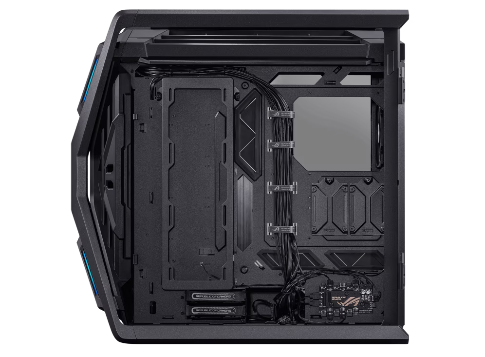 ASUS ROG Hyperion GR701 E-ATX PC Computer Case, Tempered Glass Side Panels, Up to 420mm Dual Radiator, 4x140mm Fans, Metal GPU Holder, Compnent Storage, ARGB Fan Hub, 60W Fast Charging, Black | 90DC00F0-B39000 thumbnail 6