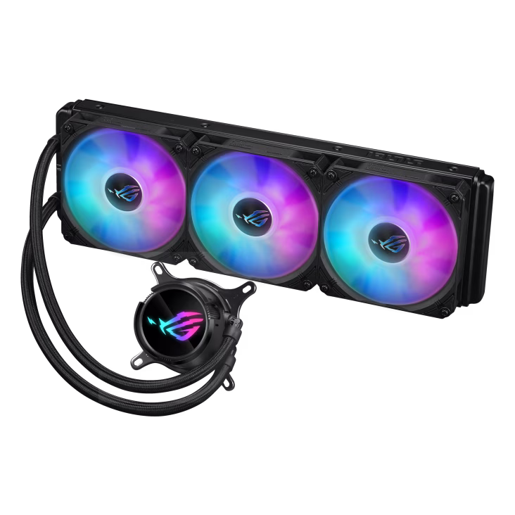 ASUS ROG Strix LC III 360 ARGB LCD CPU Liquid Cooling, 3x ROG STRIX AF-12S ARGB 120mm Fans, 2200 RPM Fan Speed, 70.38 CFM Air Flow, 360mm Radiator, 360 Rotating ROG Logo, Black | 90RC00W1-M0UAY0 thumbnail 3
