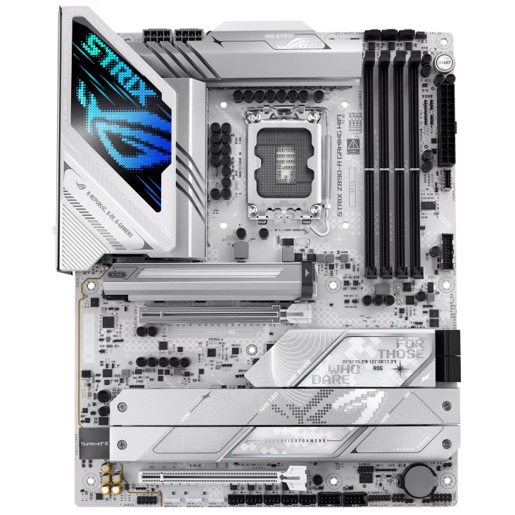 ASUS ROG STRIX Z890-A GAMING WIFI LGA 1851 ATX Motherboard, Z890 Chipset,  4x DIMM slots, max. 192GB, DDR5, 5x M.2 slots and 4x SATA 6Gb/s, PCIe 5.0, Wi-Fi 7 & BT v5.4, White  | 90MB1I90-M0EAY0 thumbnail 2