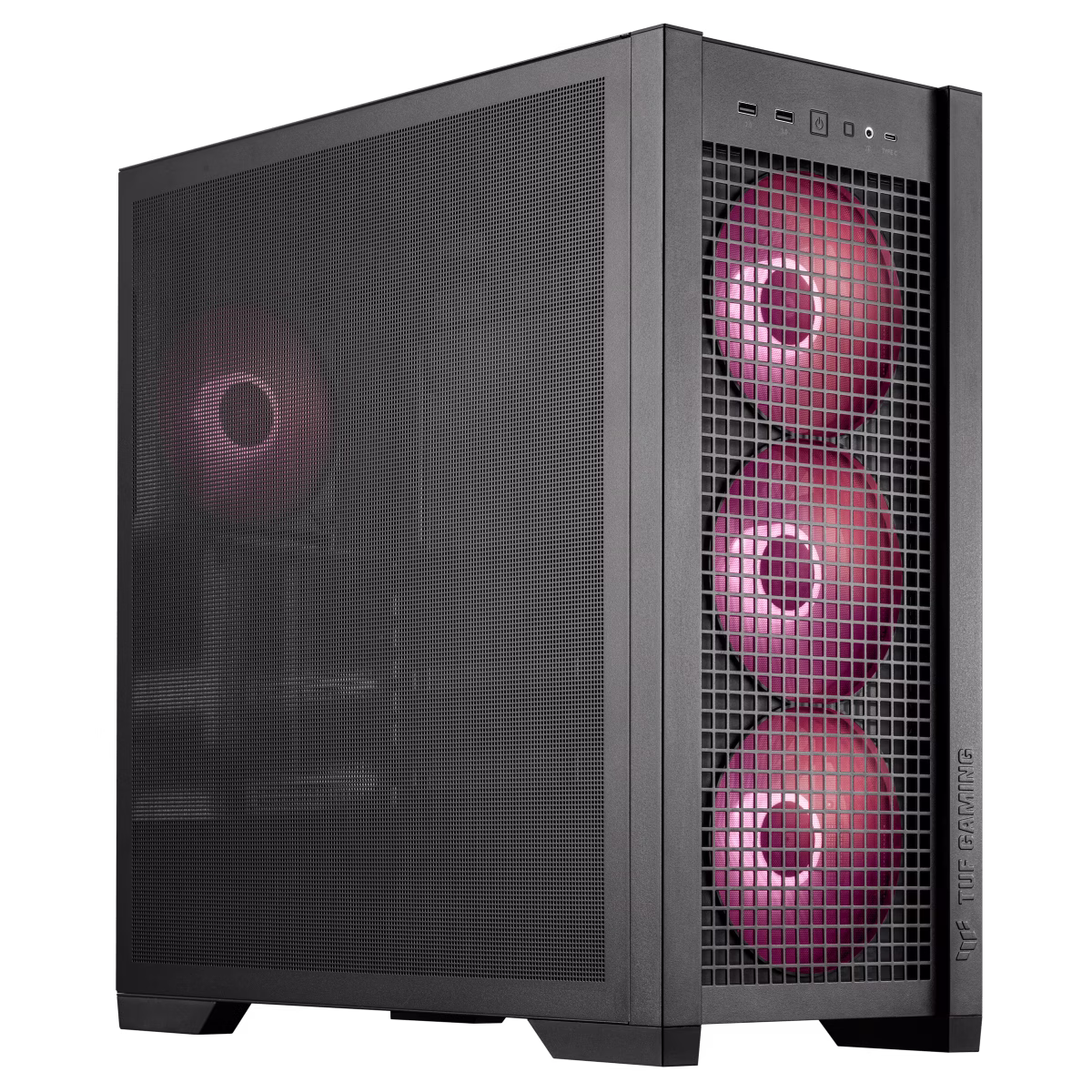 ASUS TUF Gaming GT302 aRGB Mid Tower Computer Case, 4x Pre-Installed Fan 140mm aRGB Fans, Up to 360mm Radiator & 7x Fan Support, 1x 3.5mm, 2x USB-A, & 1x USB-C I/O, Black | 90DC00I0-B19000 thumbnail 5